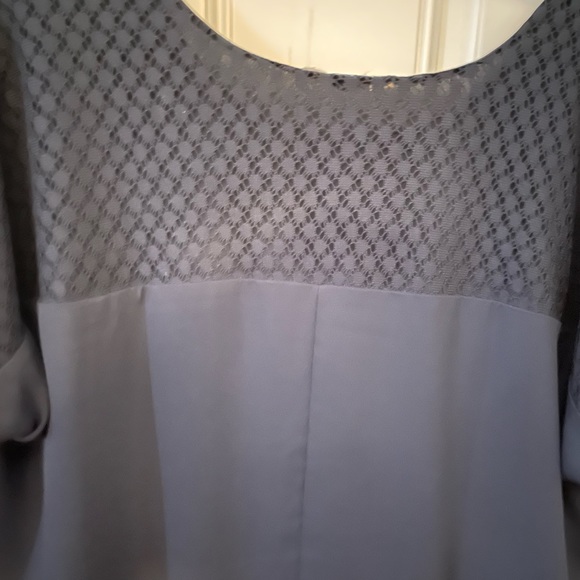 Cristopher and Banks Plus 3X Navy Crochet Lace Front Blouse - Picture 5 of 5